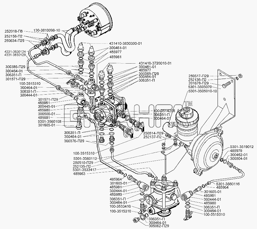 ЗИЛ ЗИЛ-5301 (2006) Схема Установка тормозного крана модулятора АБС и